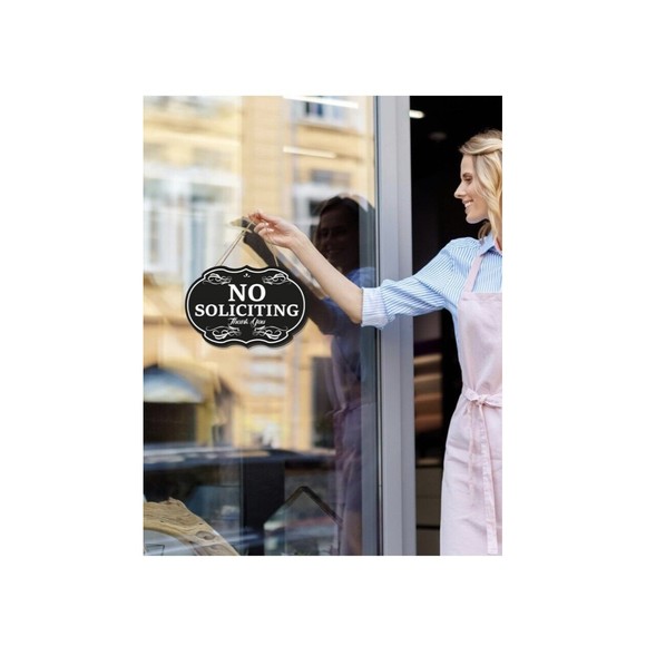 No Soliciting Wooden Sign for House Office, Vintage Look NEW - Picture 3 of 7